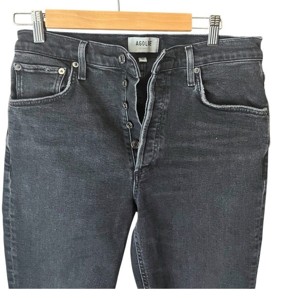 AGOLDE Riley Size 29 Washed Black High Rise Straight Crop Jeans - Picture 2 of 8